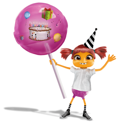 Planet Lollipop Maskottchen Lola mit Lolli