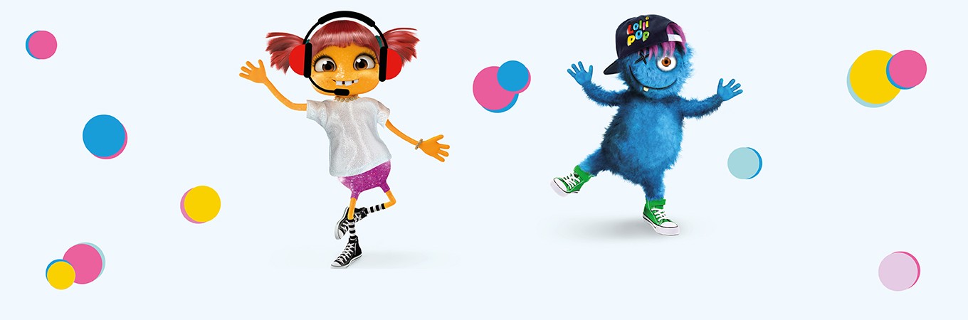 Planet Lollipop Maskottchen Happy und Lola