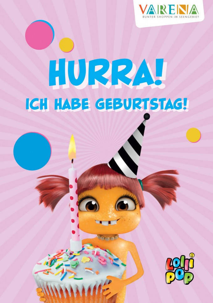 pink Invitation card with Lola and the words 